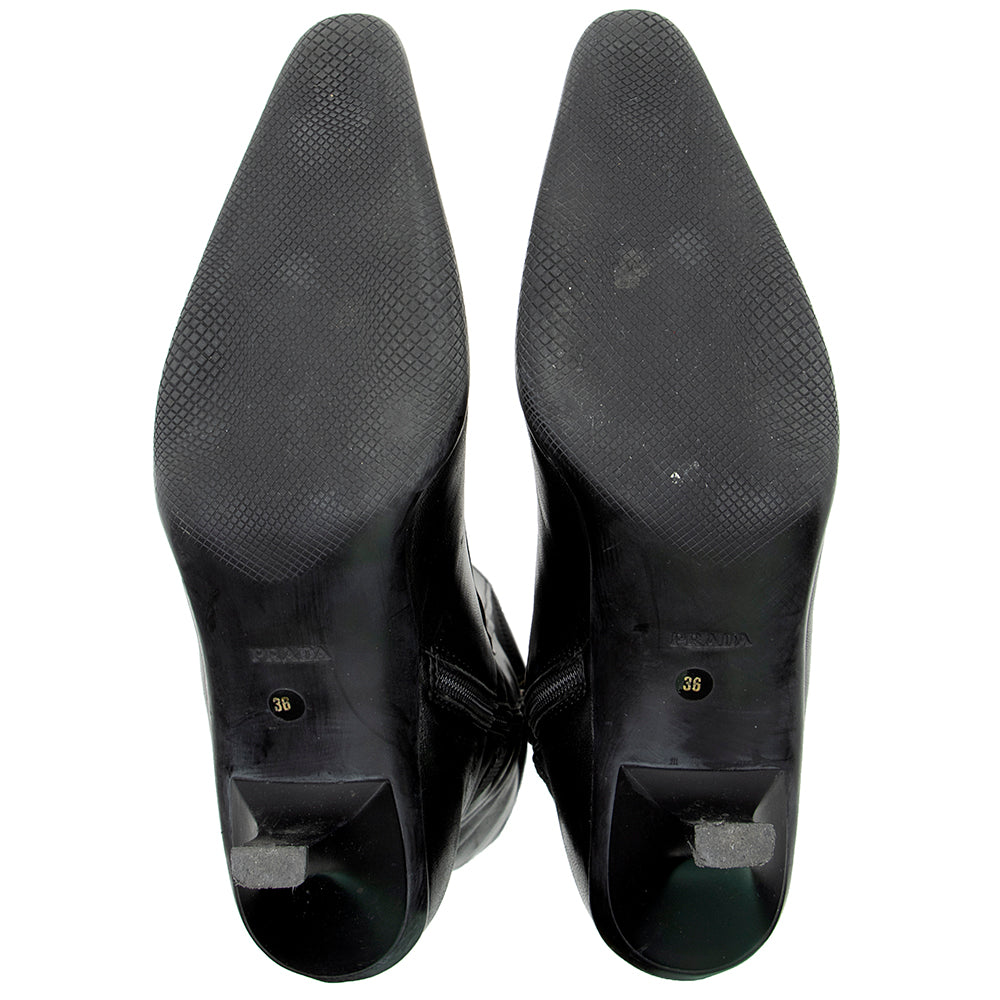 Prada Leather Buckle Boots - Size 6 / 36 (SHF-17936)