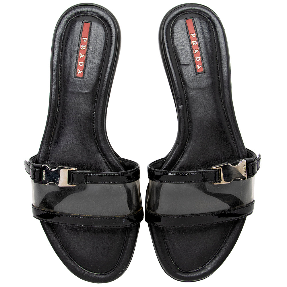 Prada Leather Lucite Sport Slide Sandals - Size 6 / 36 (SHF-18119)