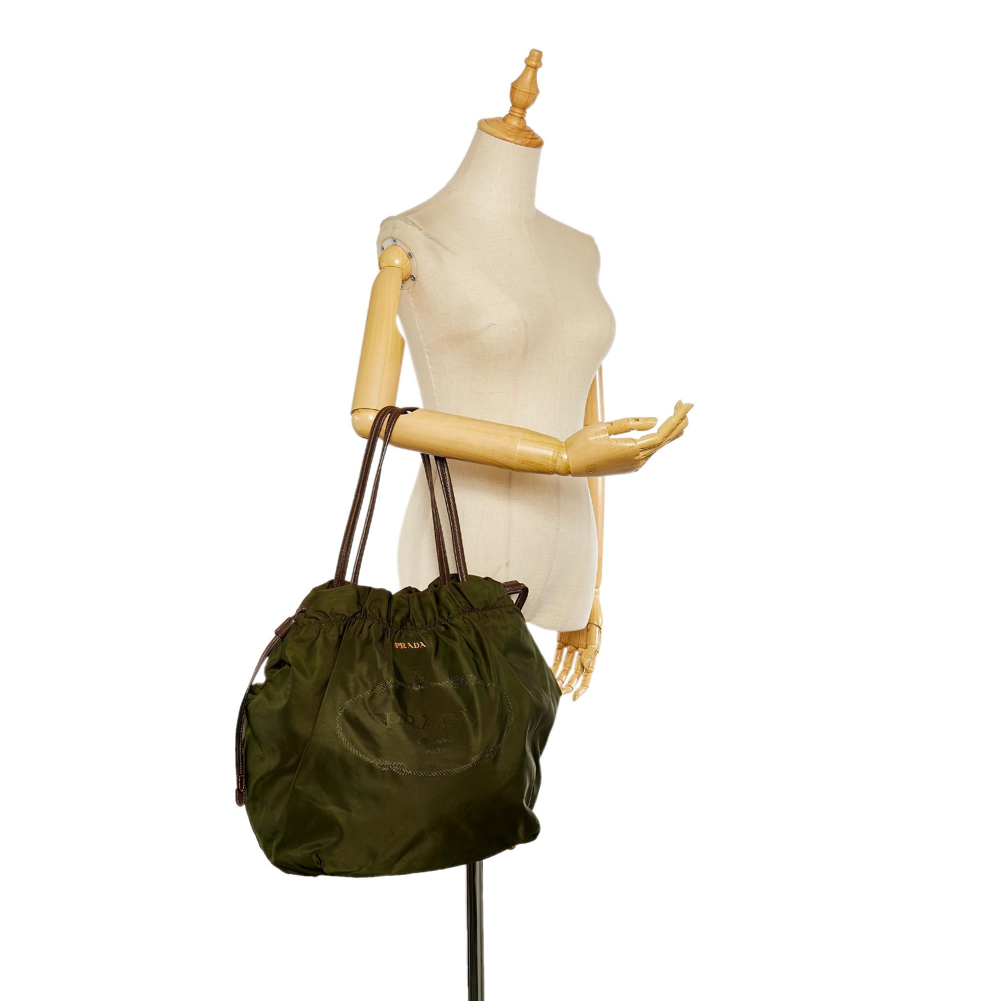 Prada Logo Tessuto Drawstring Tote Bag (SHG-25209)