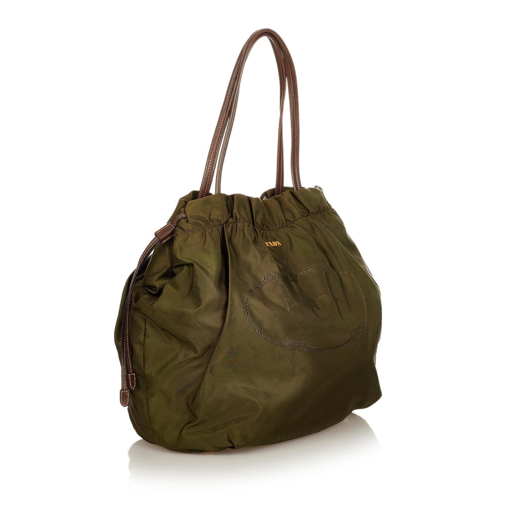 Prada Logo Tessuto Drawstring Tote Bag (SHG-25209)