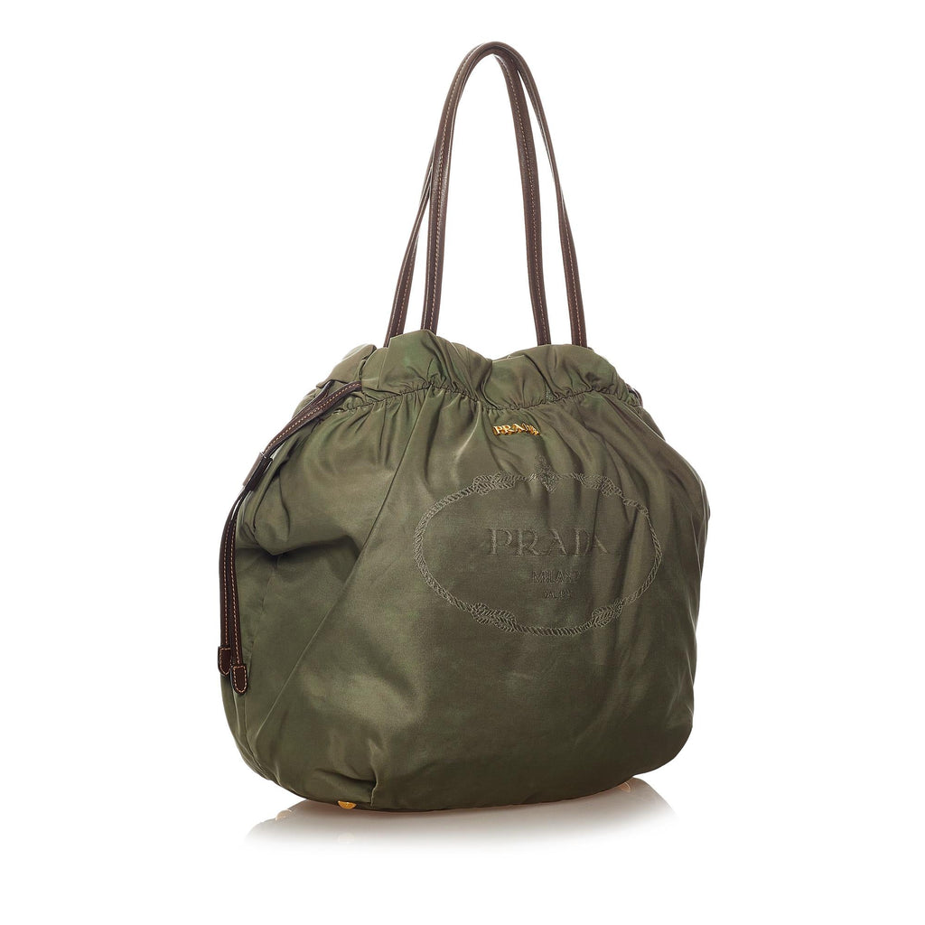 Prada Logo Tessuto Drawstring Tote Bag (SHG-27606)