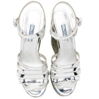 Prada Metallic Floral Jacquard Leather Wedge Sandals - Size 10 / 40 (SHF-18372)