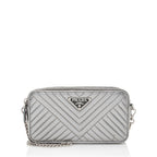 Prada Metallic Leather Diagramme Mini Shoulder Bag (SHF-18475)