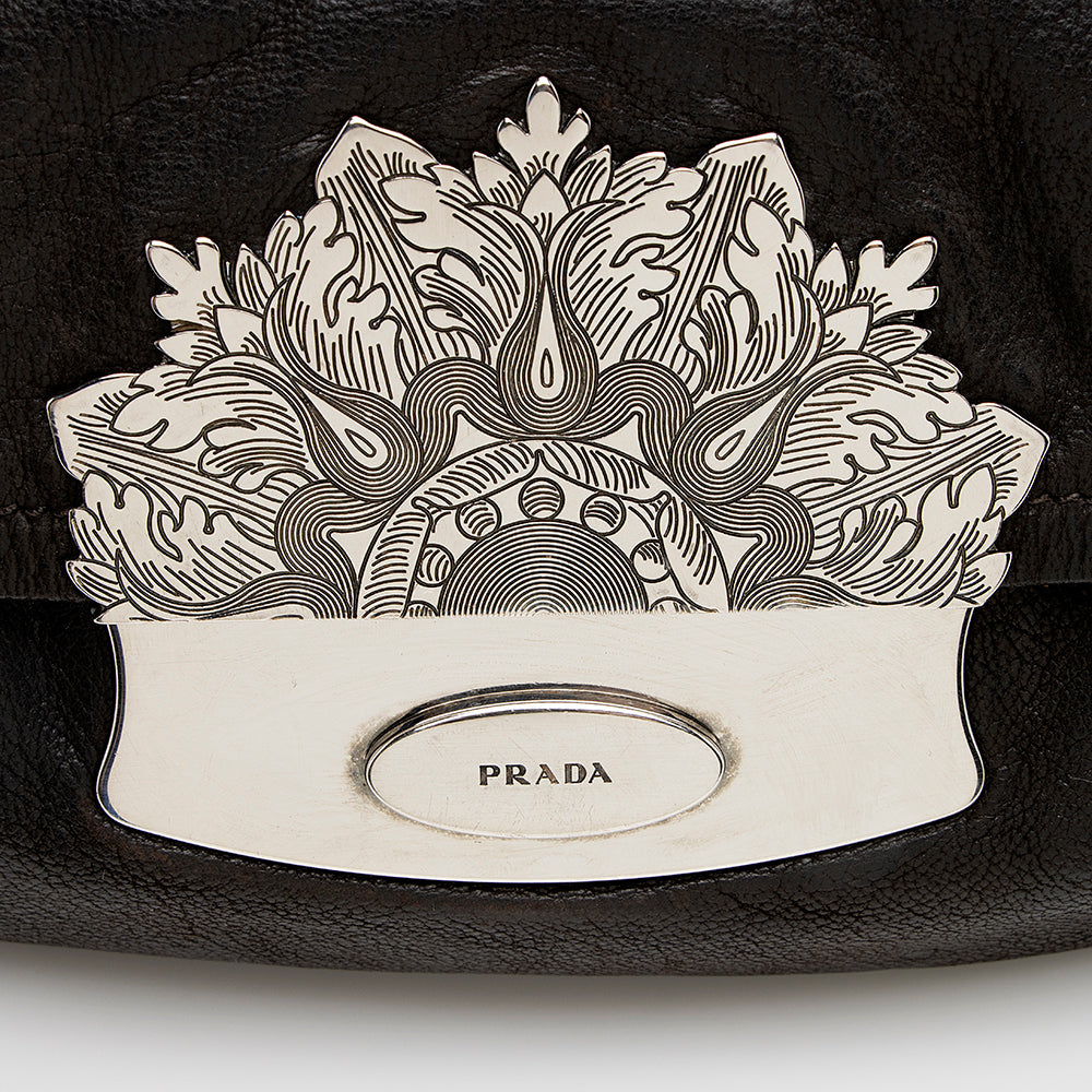 Prada Nappa Embellished Pushlock Shoulder Bag (SHF-18341)