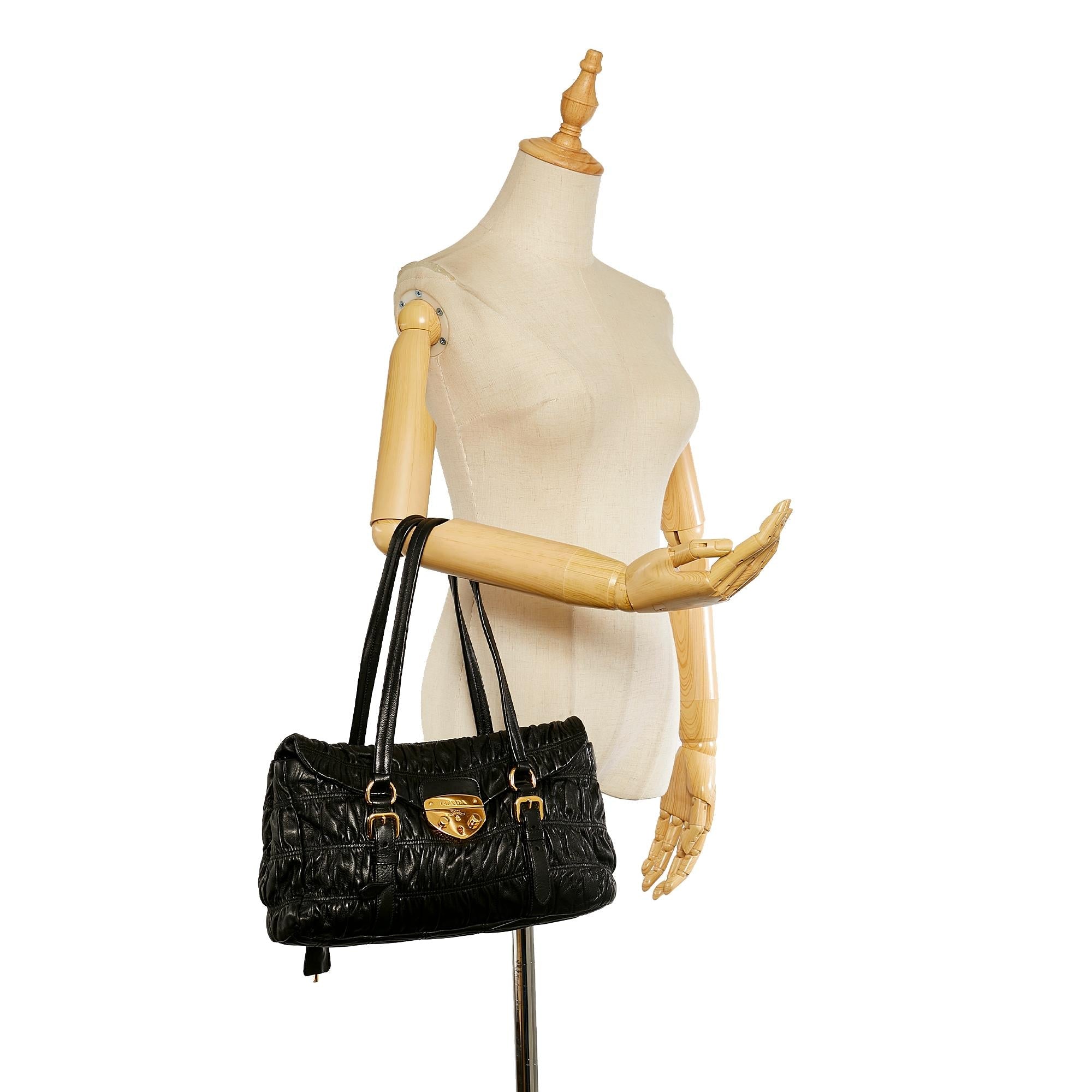 Prada Nappa Gaufre Sound Lock Handbag (SHG-26598)