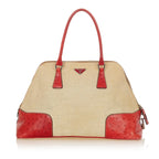 Prada Ostrich Trimmed Dome Handbag (SHG-24969)