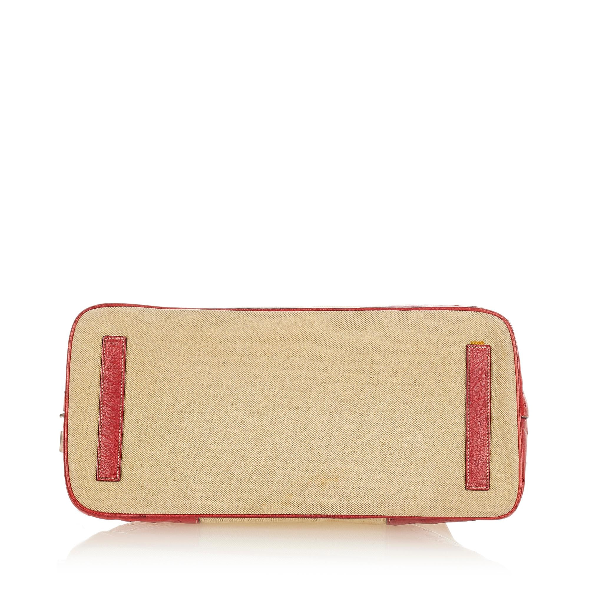 Prada Ostrich Trimmed Dome Handbag (SHG-24969)