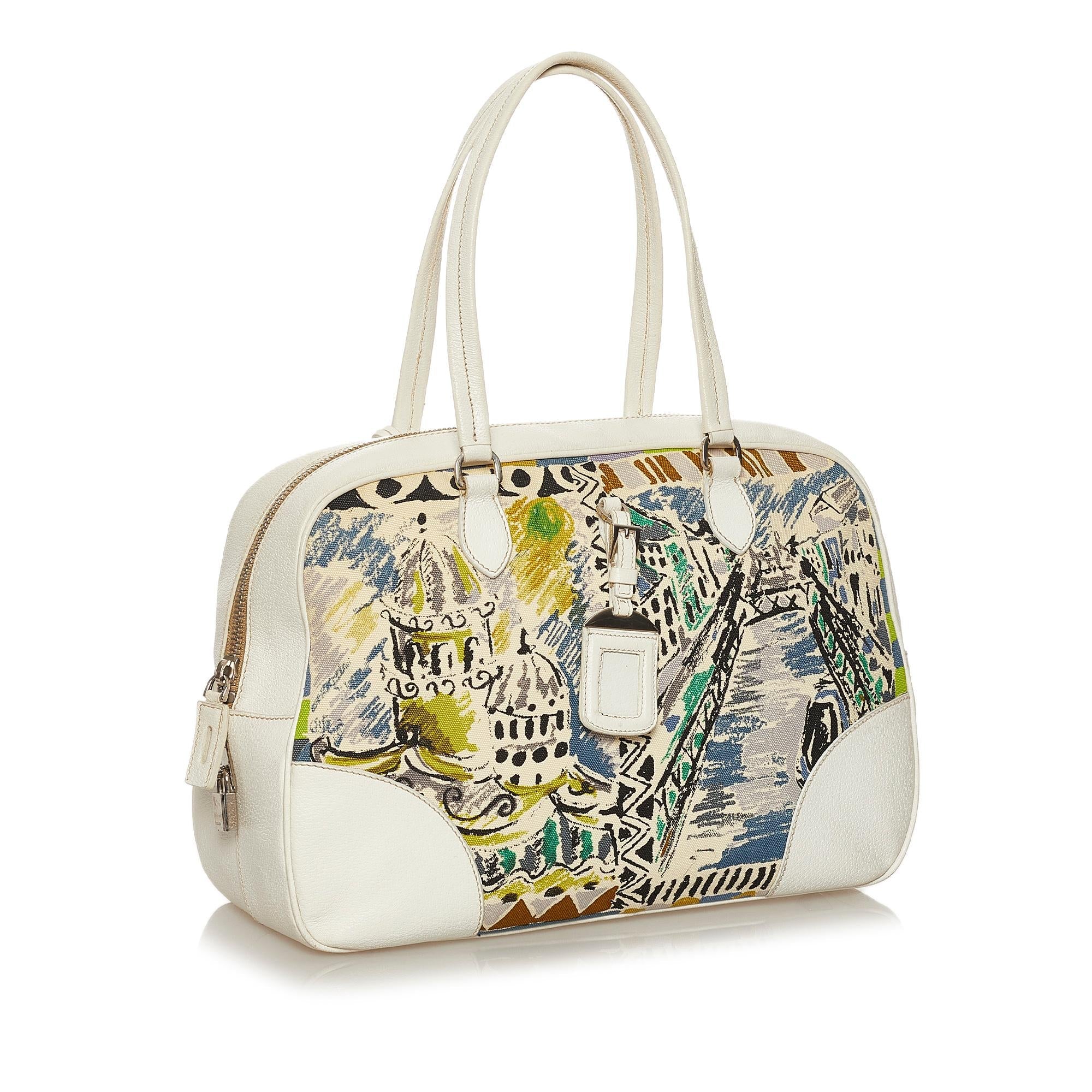 Prada Printed Canvas Shoulder Bag (SHG-28664)