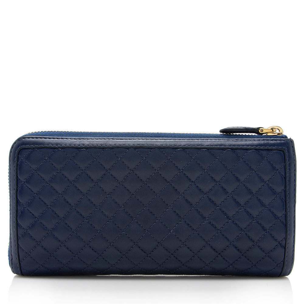 Prada Quilted Leather Zip Around Wallet (SHF-17560)