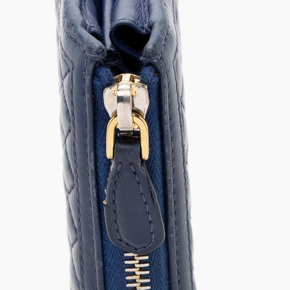 Prada Quilted Leather Zip Around Wallet (SHF-17560)