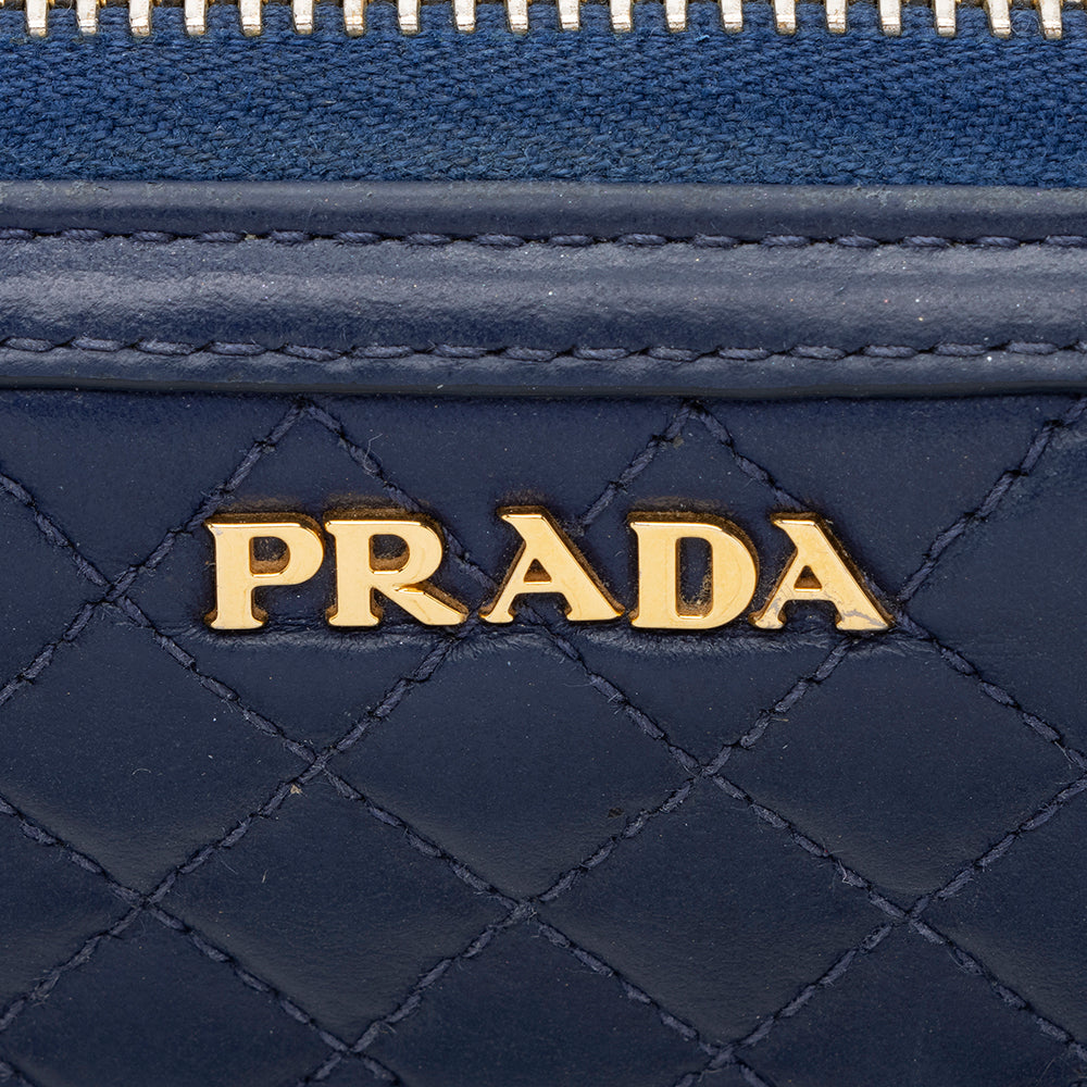 Prada Quilted Leather Zip Around Wallet (SHF-17560)
