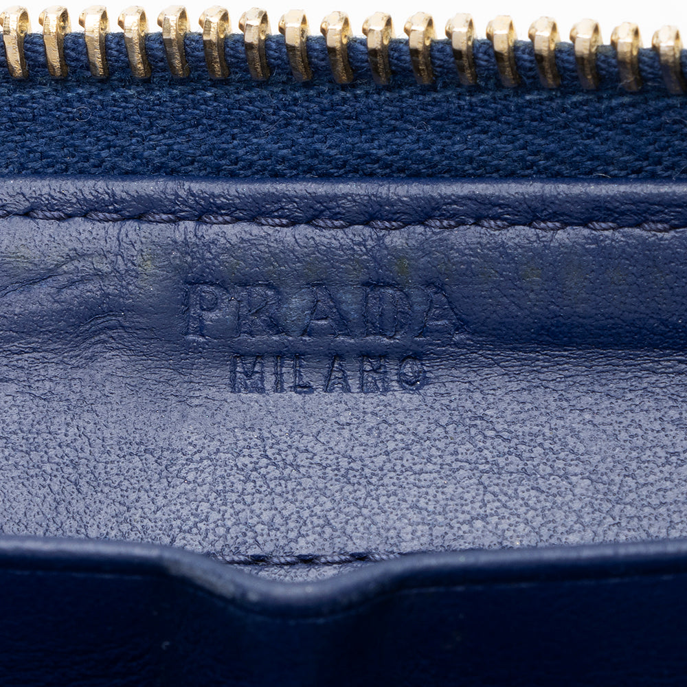 Prada Quilted Leather Zip Around Wallet (SHF-17560)