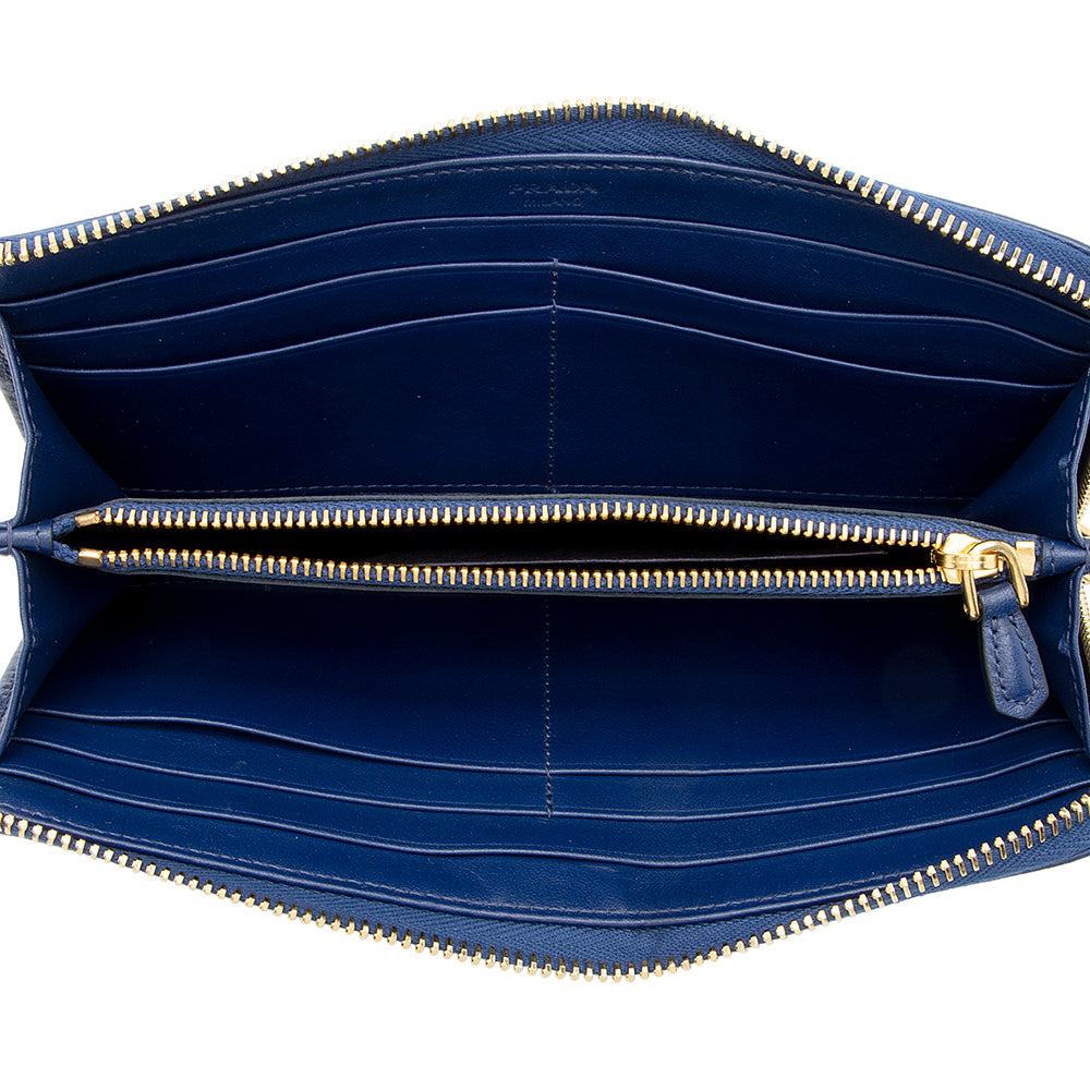 Prada Quilted Tessuto Zip Around Wallet (SHF-18240)