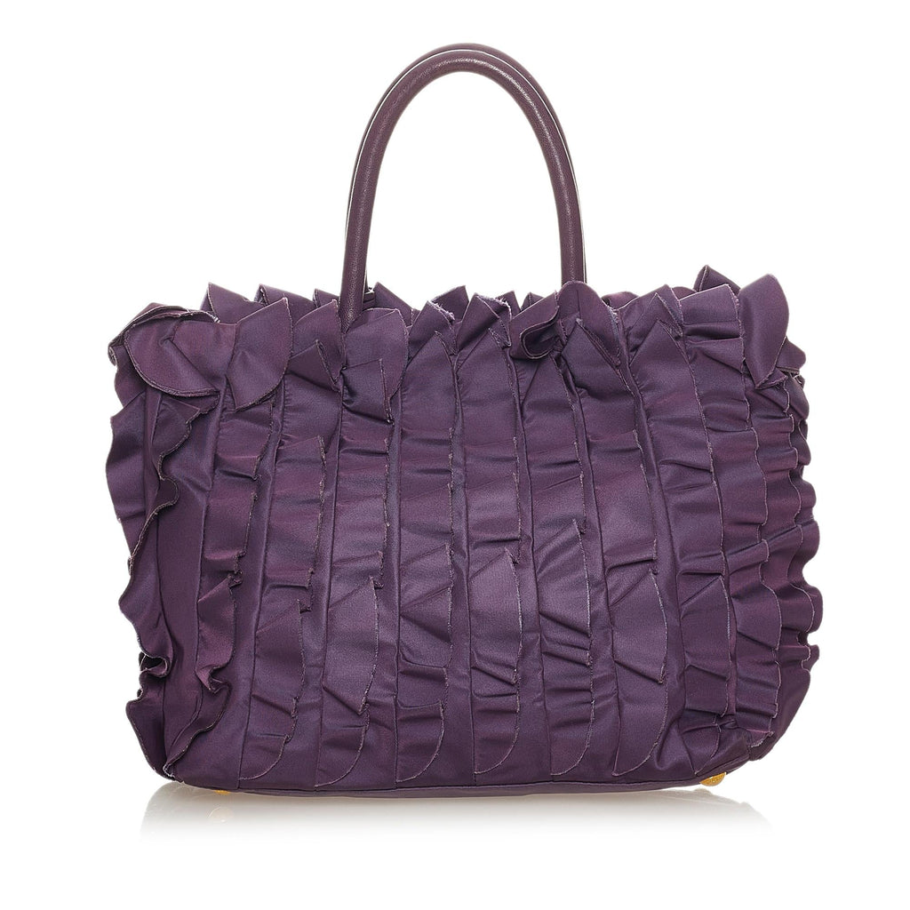 Prada Ruffled Tessuto Tote Bag (SHG-27502)