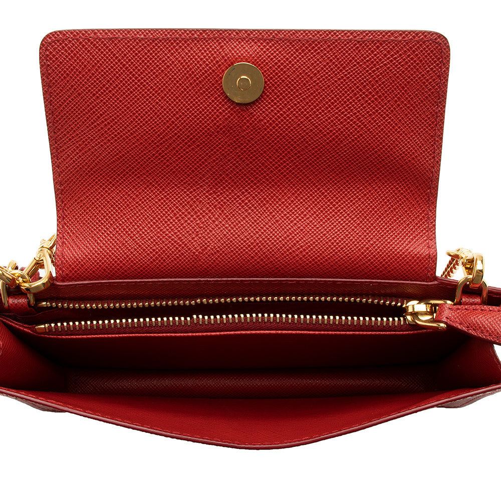 Prada Saffiano Bow Chain Phone Crossbody Bag (SHF-15337)