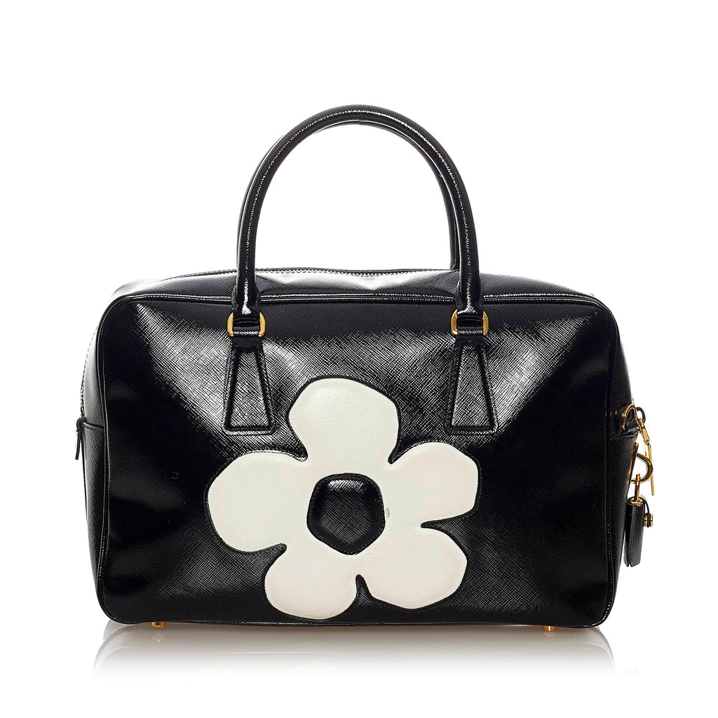Prada Saffiano Flower Satchel (SHG-28160)