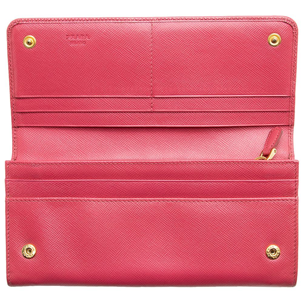 Prada Saffiano Leather Continental Wallet - FINAL SALE (SHF-17690)