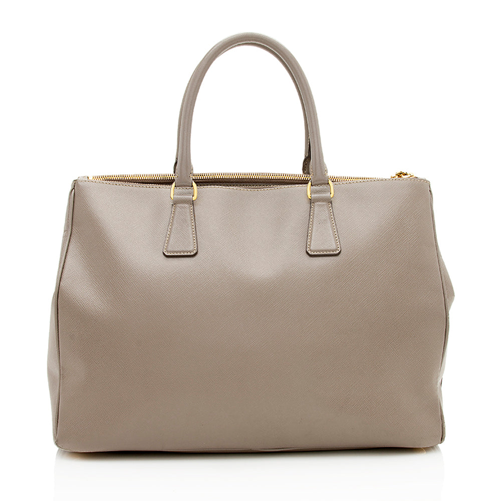 Prada Saffiano Leather Lux Double-Zip Medium Tote (SHF-12527)