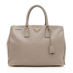 Prada Saffiano Leather Lux Double-Zip Medium Tote (SHF-12527)