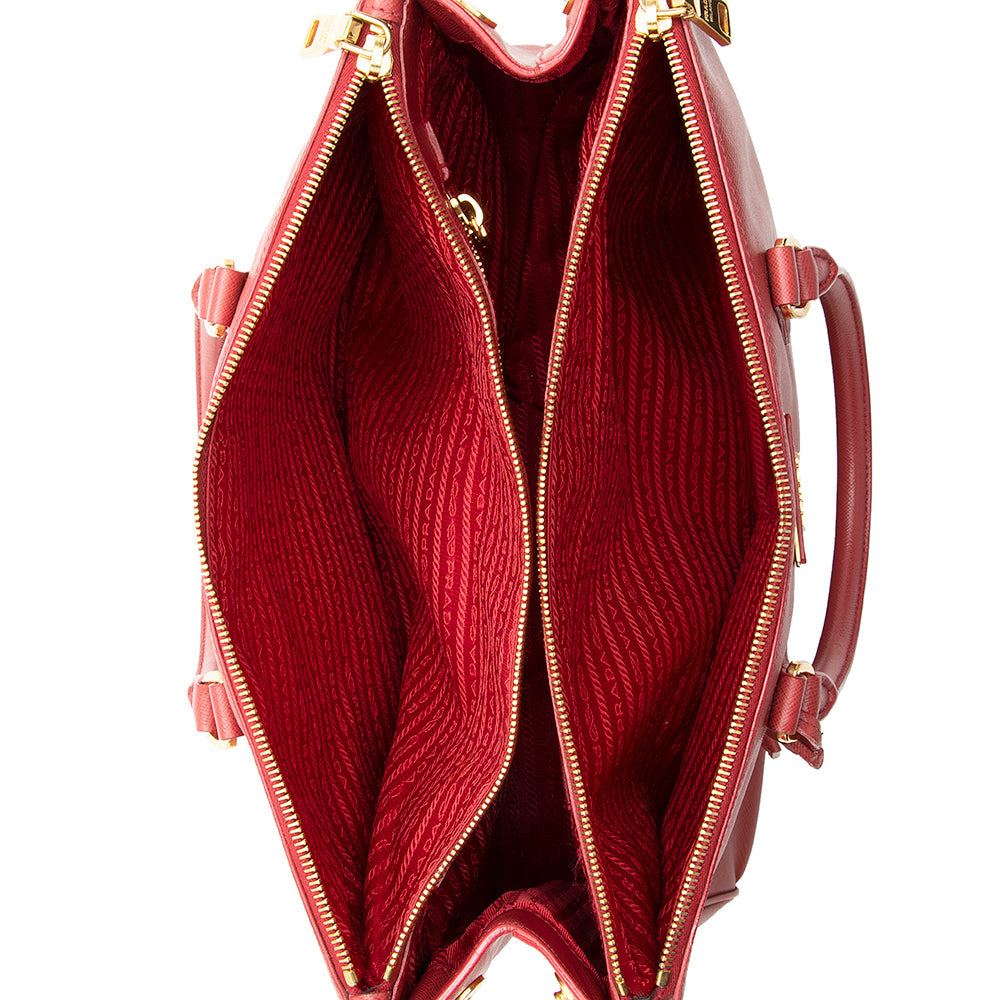 Prada Saffiano Leather Lux Double-Zip Medium Tote - FINAL SALE (SHF-18141)