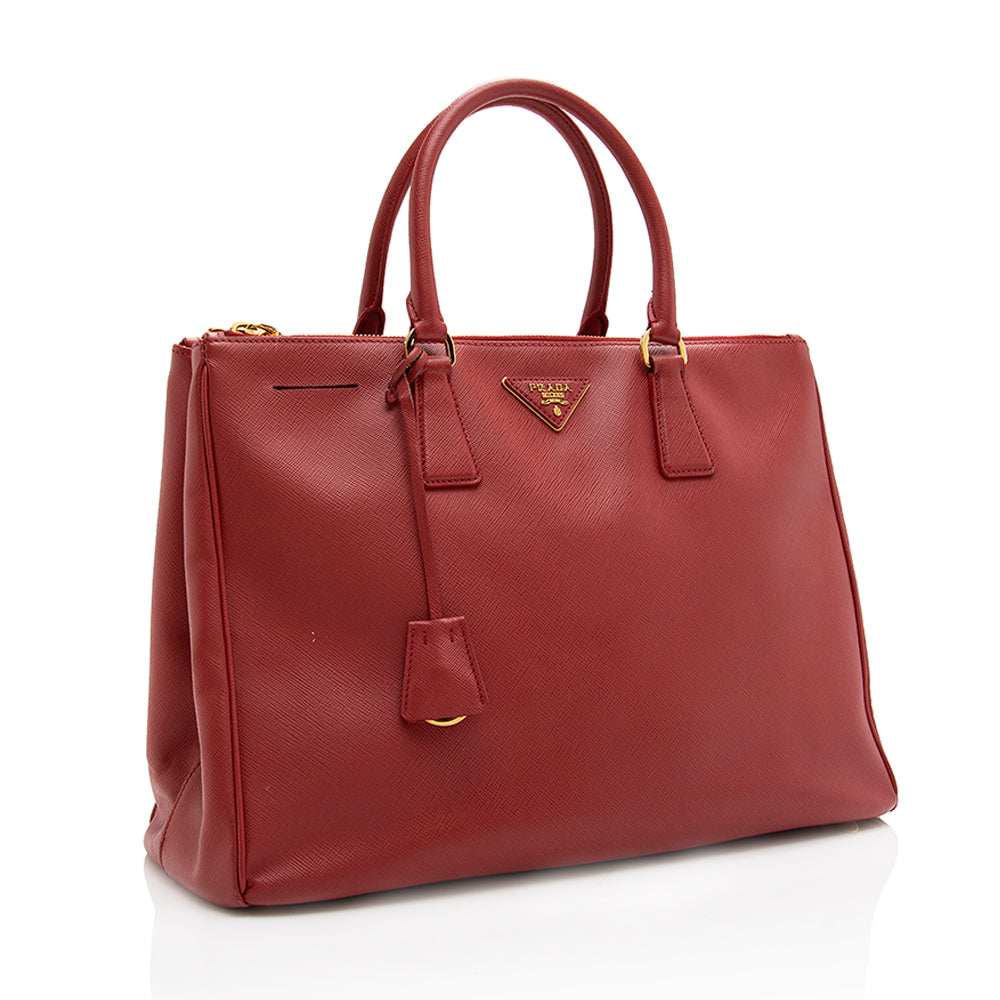 Prada Saffiano Leather Lux Double-Zip Medium Tote - FINAL SALE (SHF-18141)