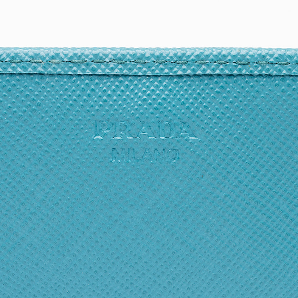 Prada Saffiano Leather Metal Oro Chain Wallet (SHF-15988)