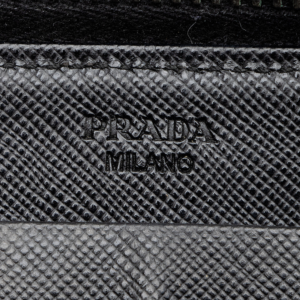 Prada Saffiano Leather Zip Around Wallet (SHF-17994)
