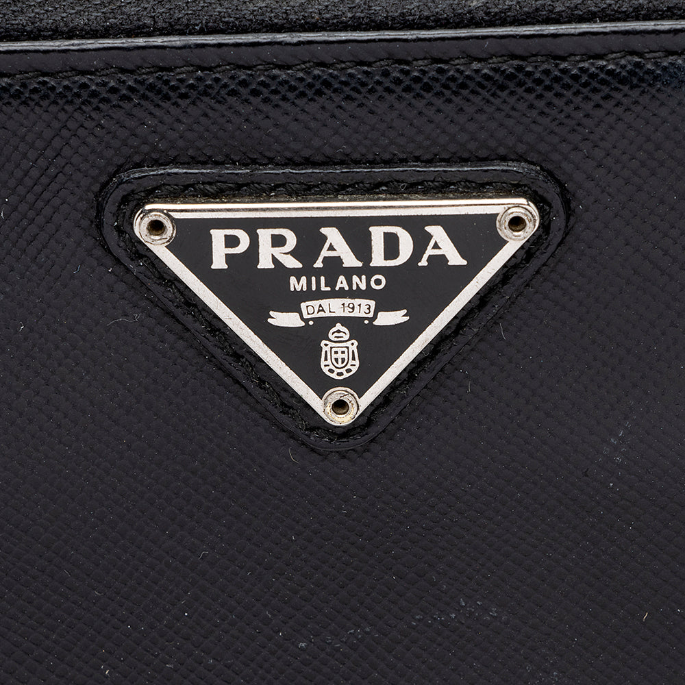 Prada Saffiano Leather Zip Around Wallet (SHF-17994)