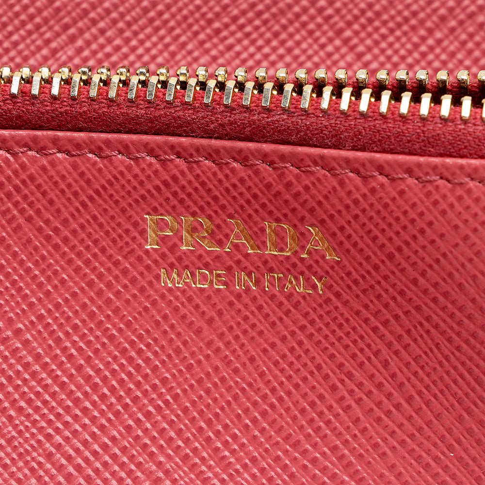 Prada Saffiano Leather Zip Around Wallet - FINAL SALE (SHF-18435)