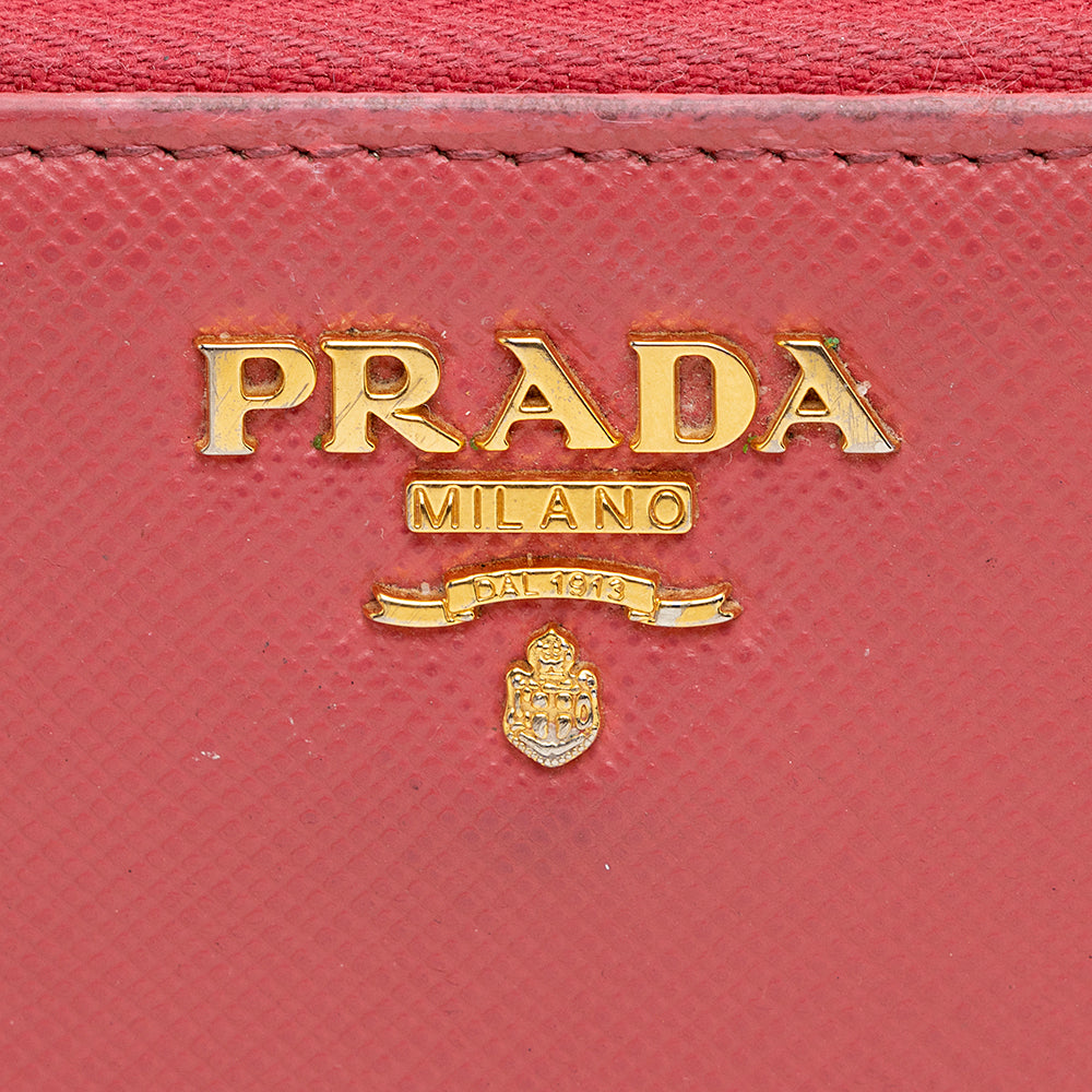 Prada Saffiano Leather Zip Around Wallet - FINAL SALE (SHF-18435)