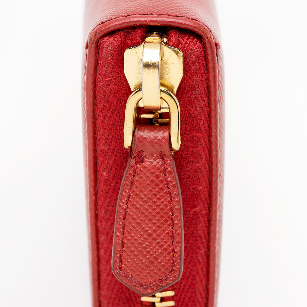 Prada Saffiano Leather Zip Card Case Wallet (SHF-15760)