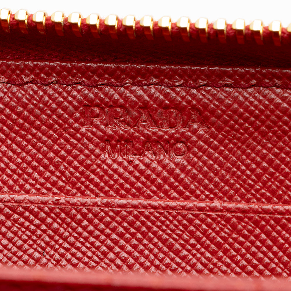 Prada Saffiano Leather Zip Card Case Wallet (SHF-15760)