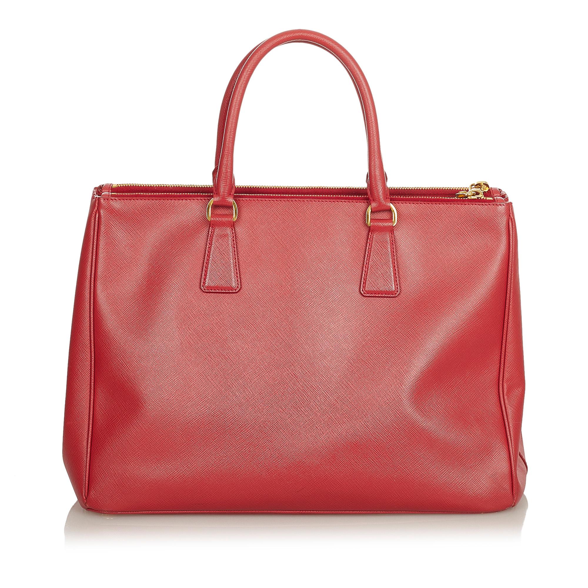 Prada Saffiano Lux Double Zip Galleria Handbag (SHG-25410)