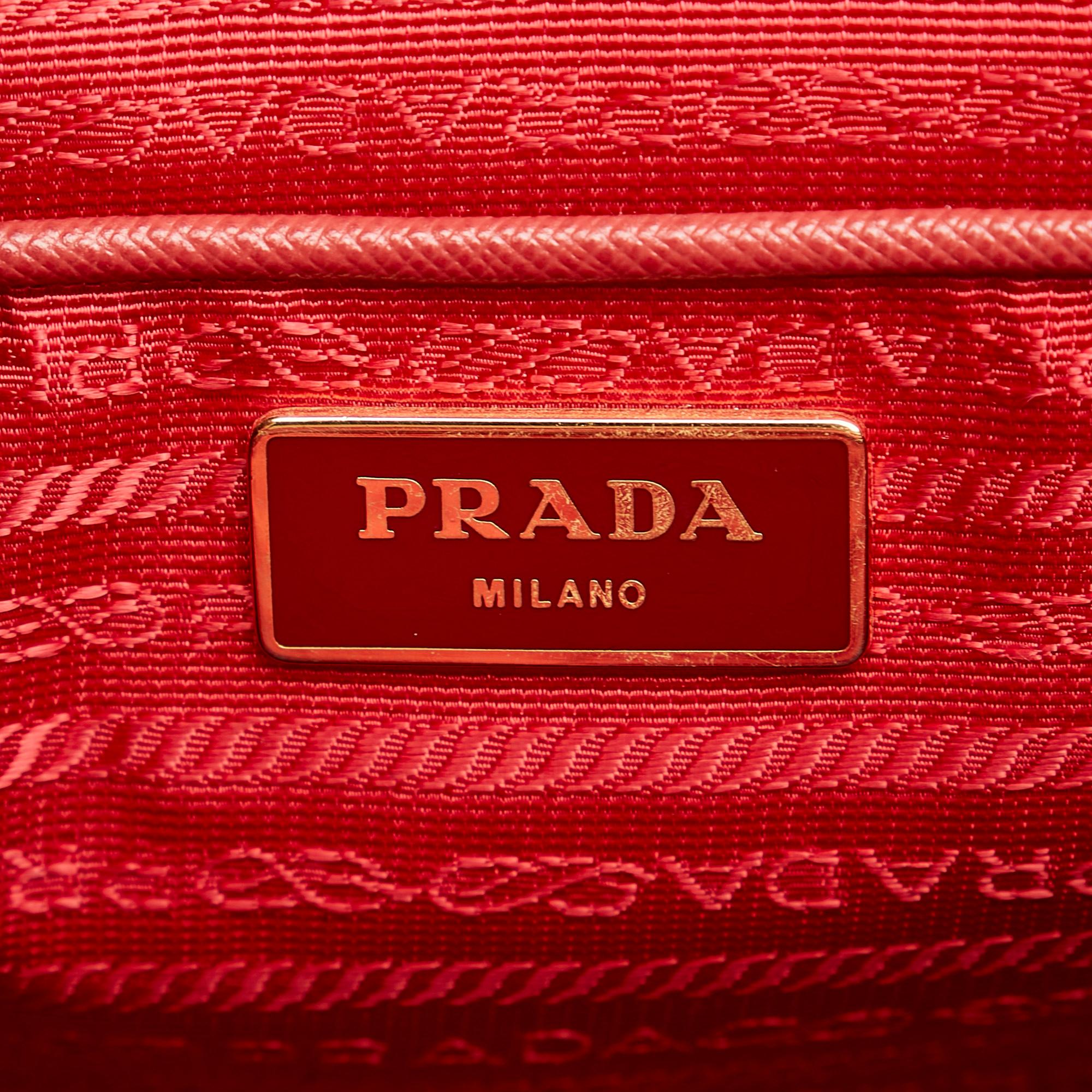 Prada Saffiano Lux Double Zip Galleria Handbag (SHG-25410)