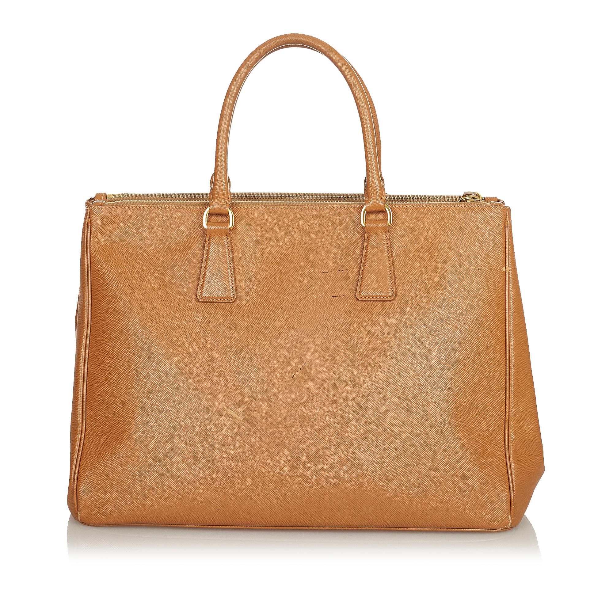 Prada Saffiano Lux Double Zip Galleria Handbag (SHG-25833)
