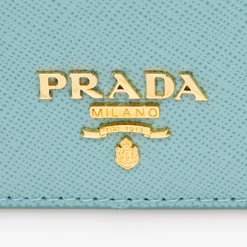 Prada Saffiano Metal Oro Card Case - FINAL SALE (SHF-16607)