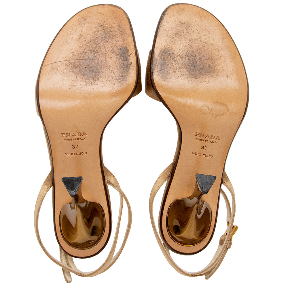Prada Satin Strap Sandals - Size 7 / 37 (SHF-18121)