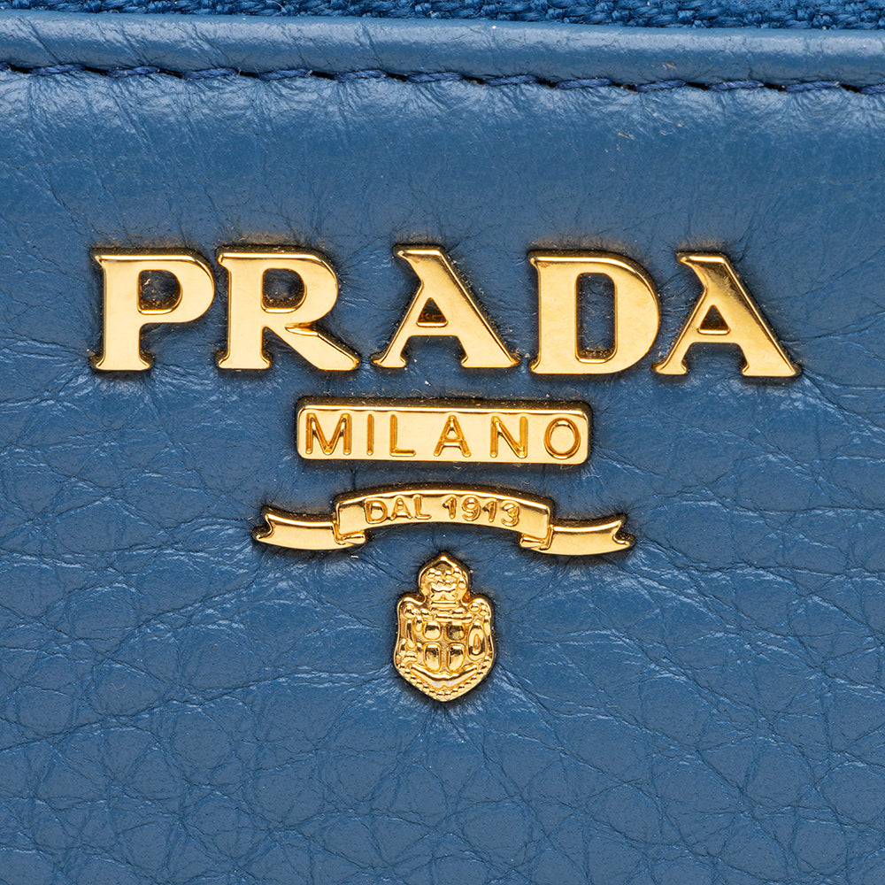 Prada Soft Calf Leather Zip Wallet (SHF-17595)