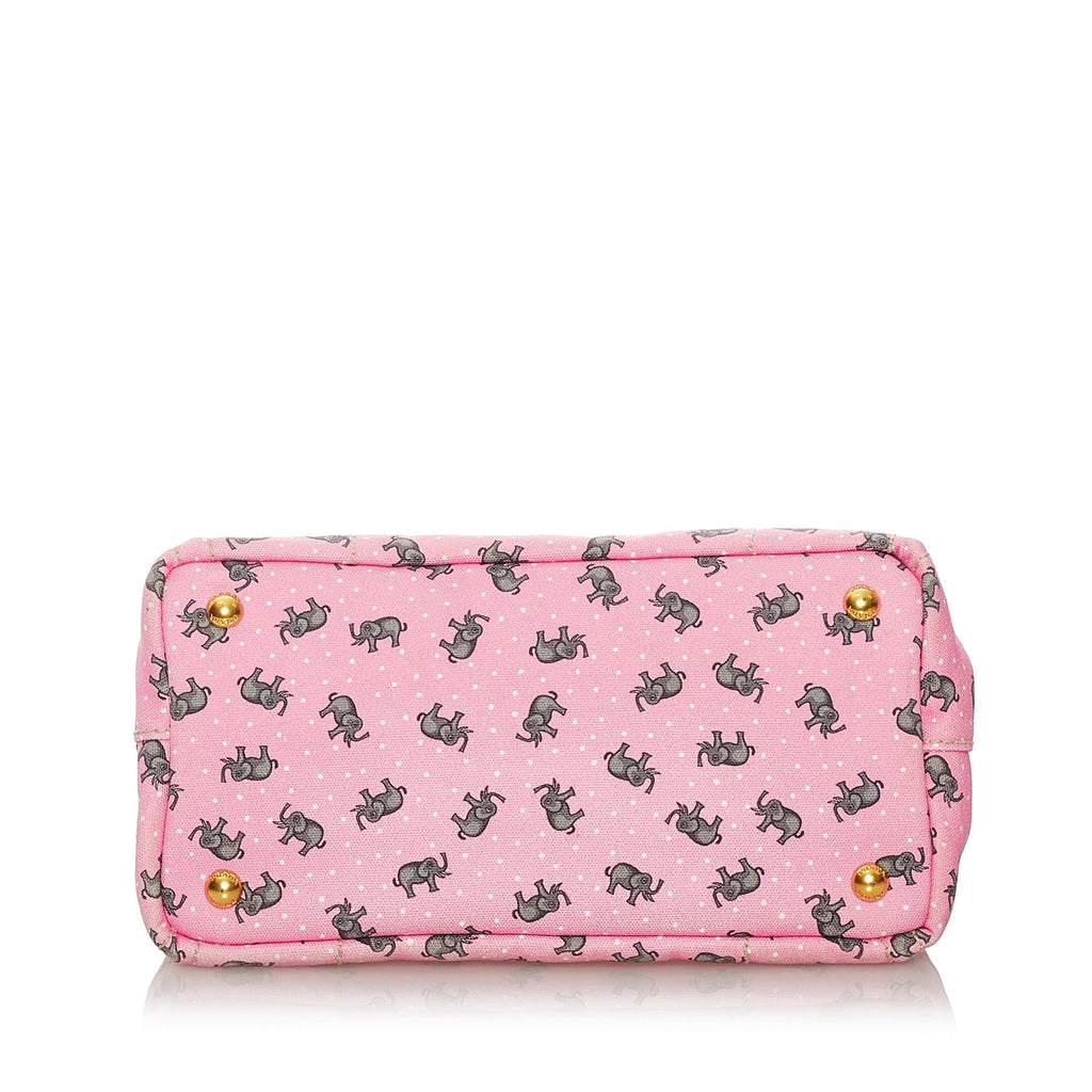 Prada St. Elephant Canapa Logo Canvas Satchel (SHG-27864)