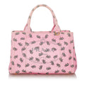 Prada St. Elephant Canapa Logo Canvas Satchel (SHG-27864)