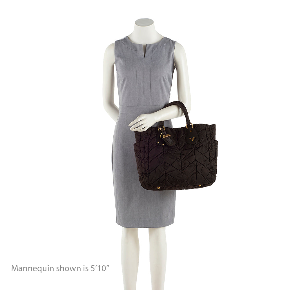 Prada Tessuto Chevron Quilted Tote (SHF-18198)