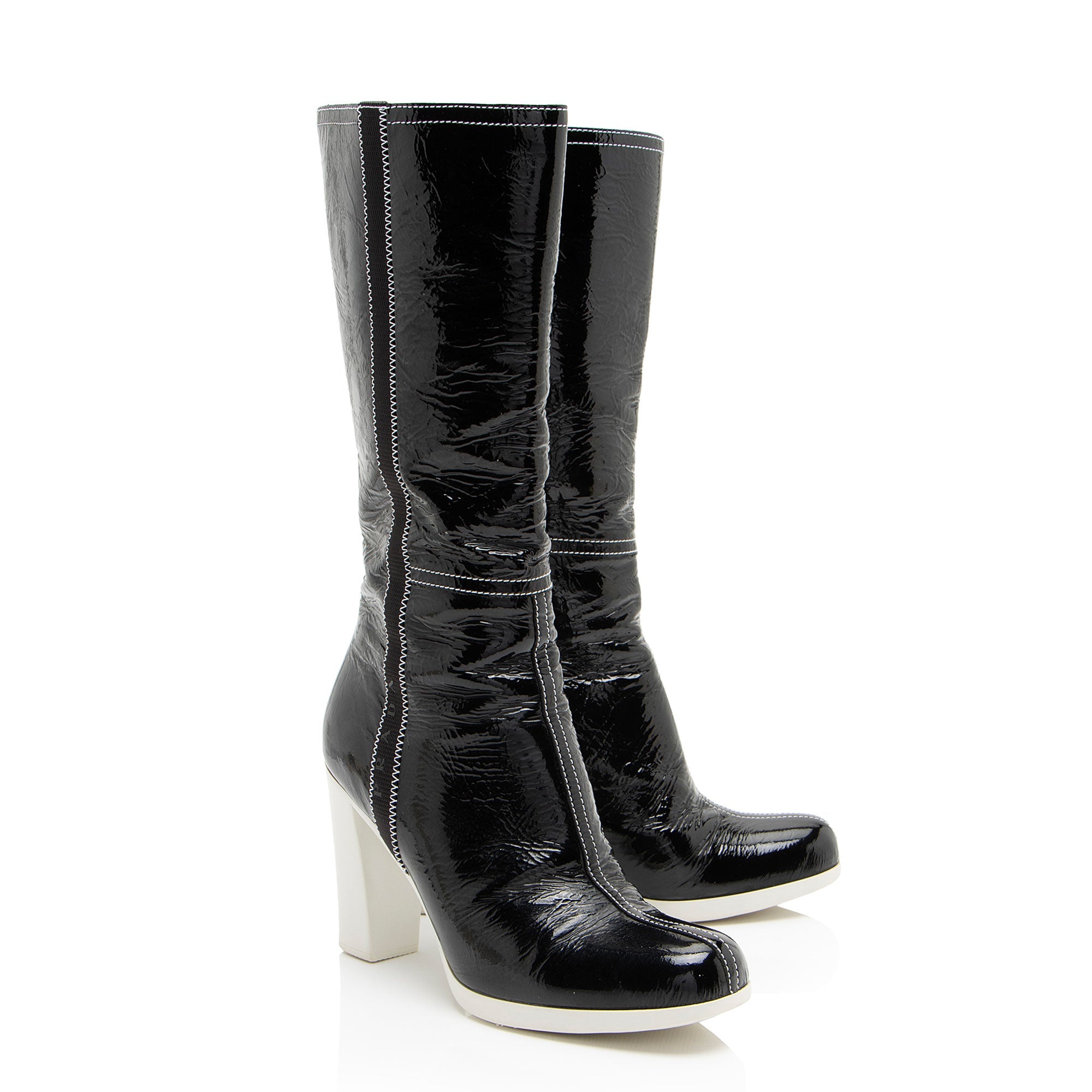 Prada Vernice Sport Tall Boots - Size 6.5 / 36.5