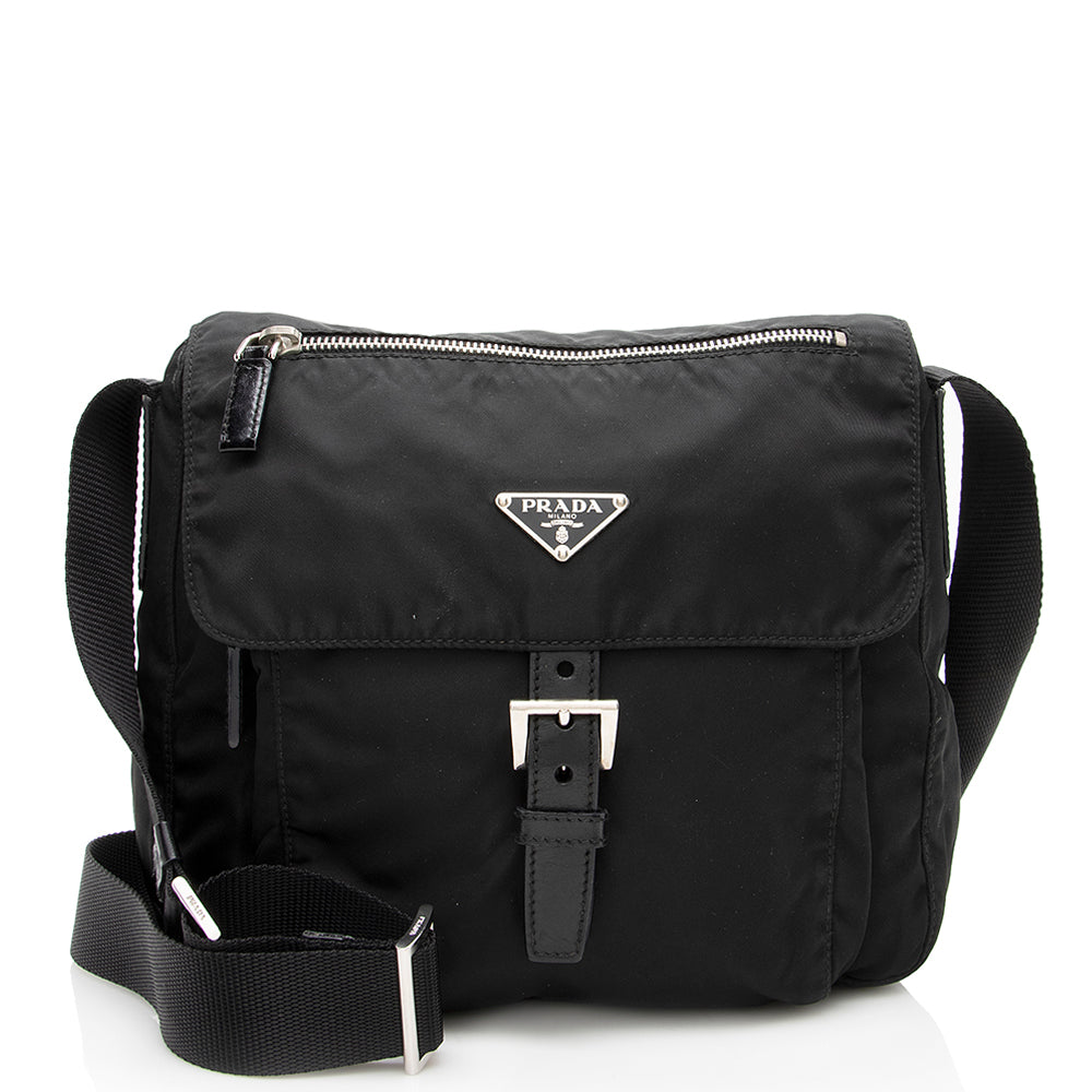 Prada Vintage Tessuto Buckle Messenger Bag (SHF-17211)