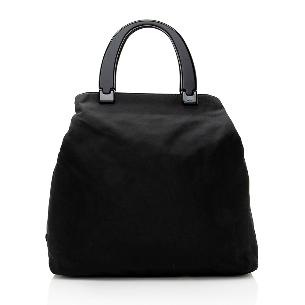 Prada Vintage Tessuto Lucite Handle Tote (SHF-18262)