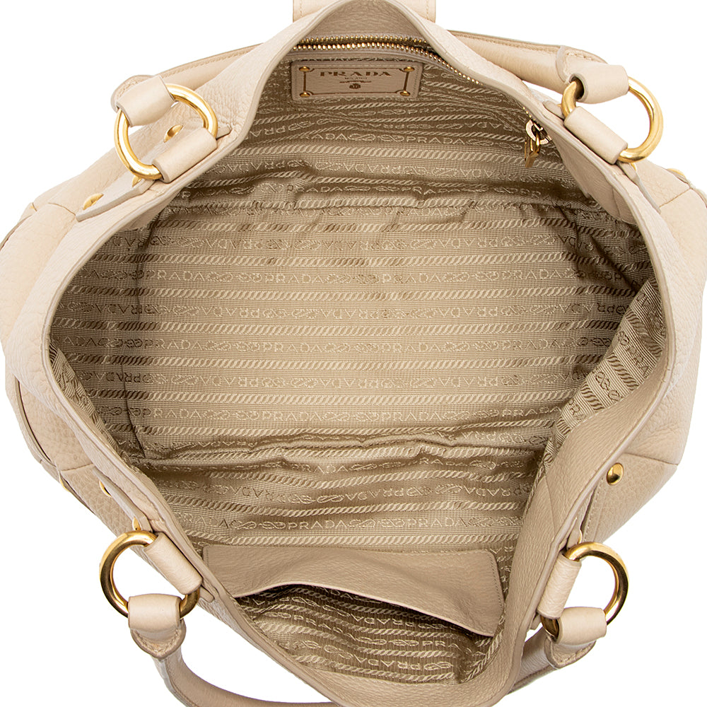 Prada Vitello Daino Leather Pushlock Tote (SHF-16679)