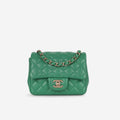 Chanel Mini Square - Green Lambskin | Champagne Gold Hardware