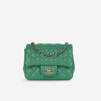 Chanel Mini Square - Green Lambskin | Champagne Gold Hardware