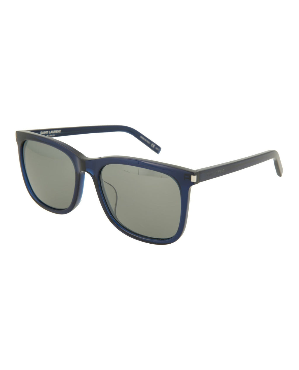 Saint Laurent Womens Square/Rectangle Blue Blue Silver Fashion Designer Eyewear