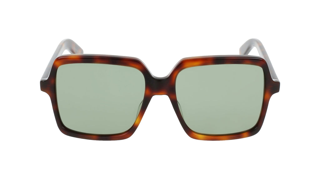 Saint Laurent Womens Square/Rectangle Havana Green Fashion Designer Eyewear