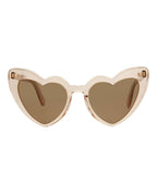 Saint Laurent Womens Cat Eye Nude Brown Fashion Designer Eyewear